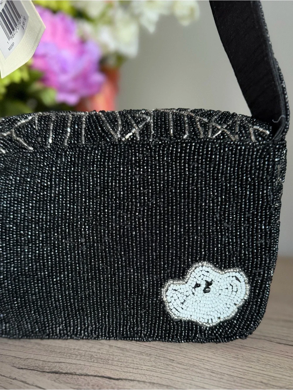 Viral Black Beaded Ghost Motif Halloween spider web Shoulder Bag sol & mer